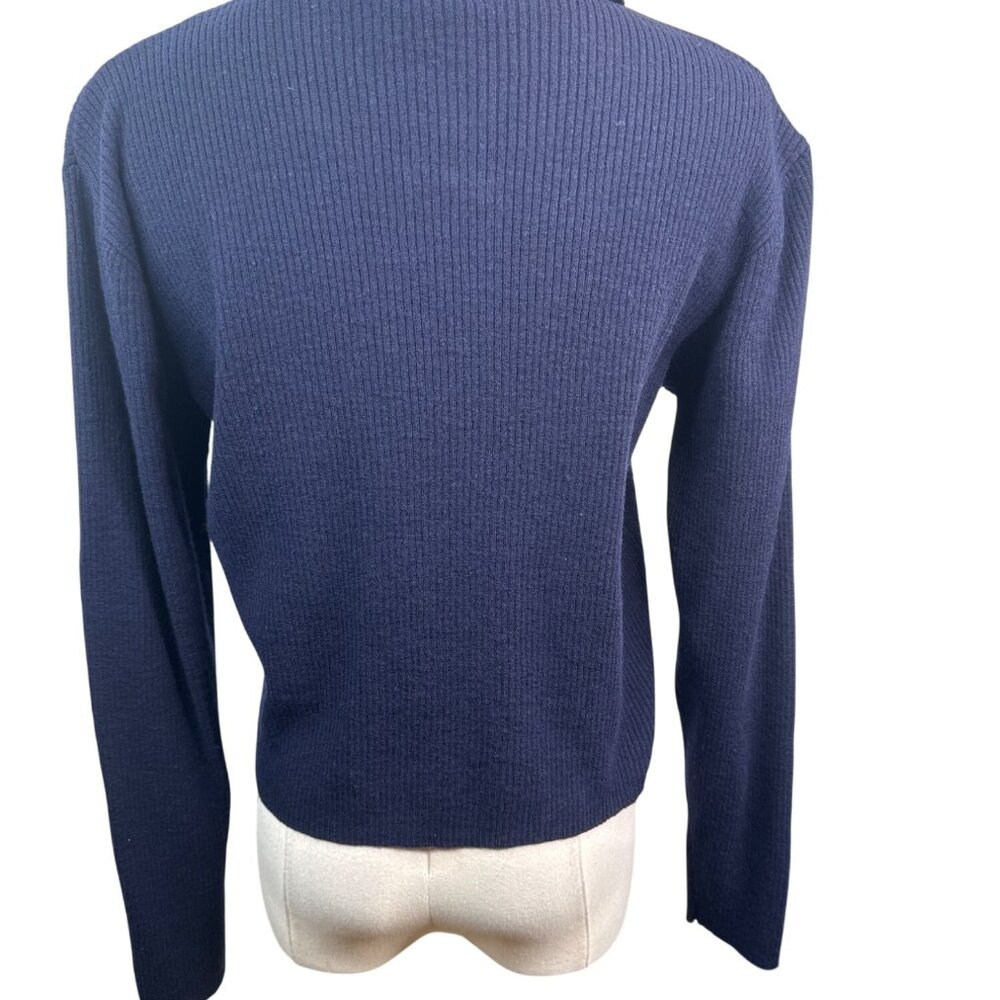 Banana Republic Navy Blue Medium Merino Wool Zip Collar Sweater Jacket - Picture 2 of 11
